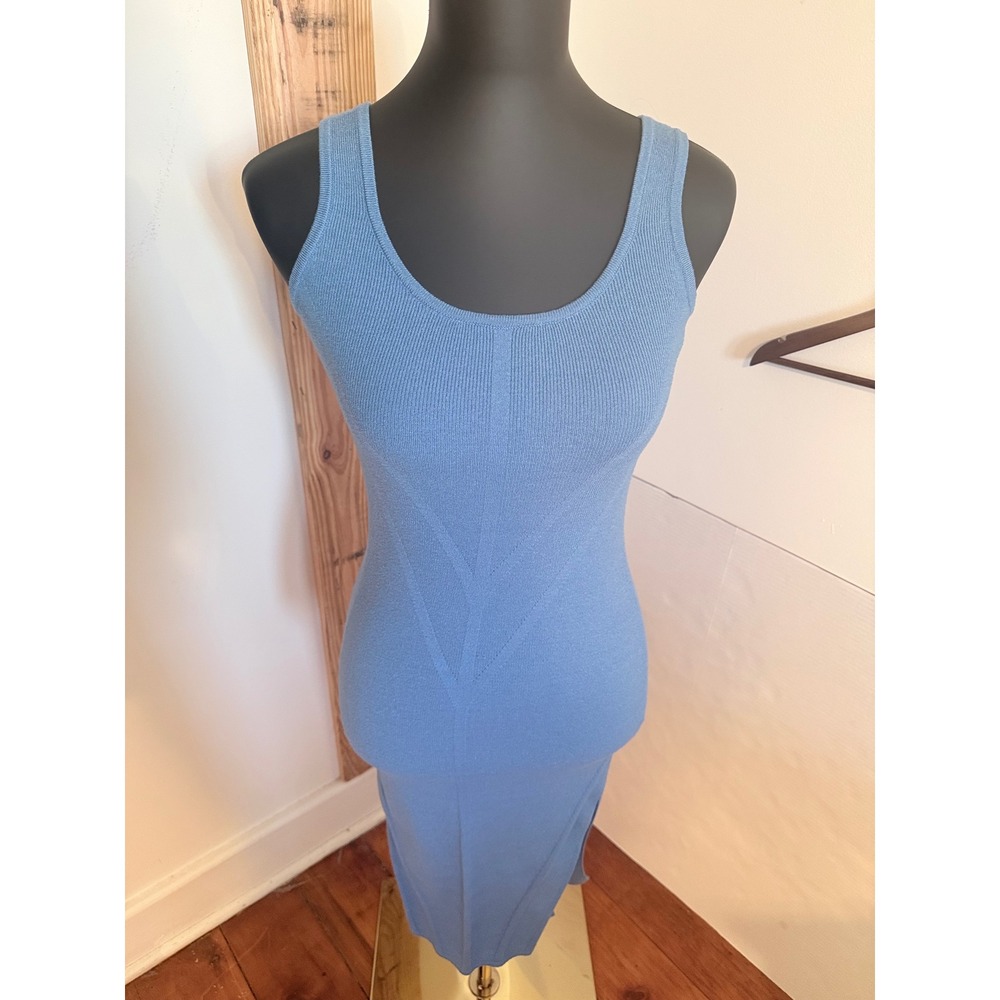 Willow & Wind Blue Ribbed Knit Tank Dress Sleeveless‎ Bodycon Midi Size Small